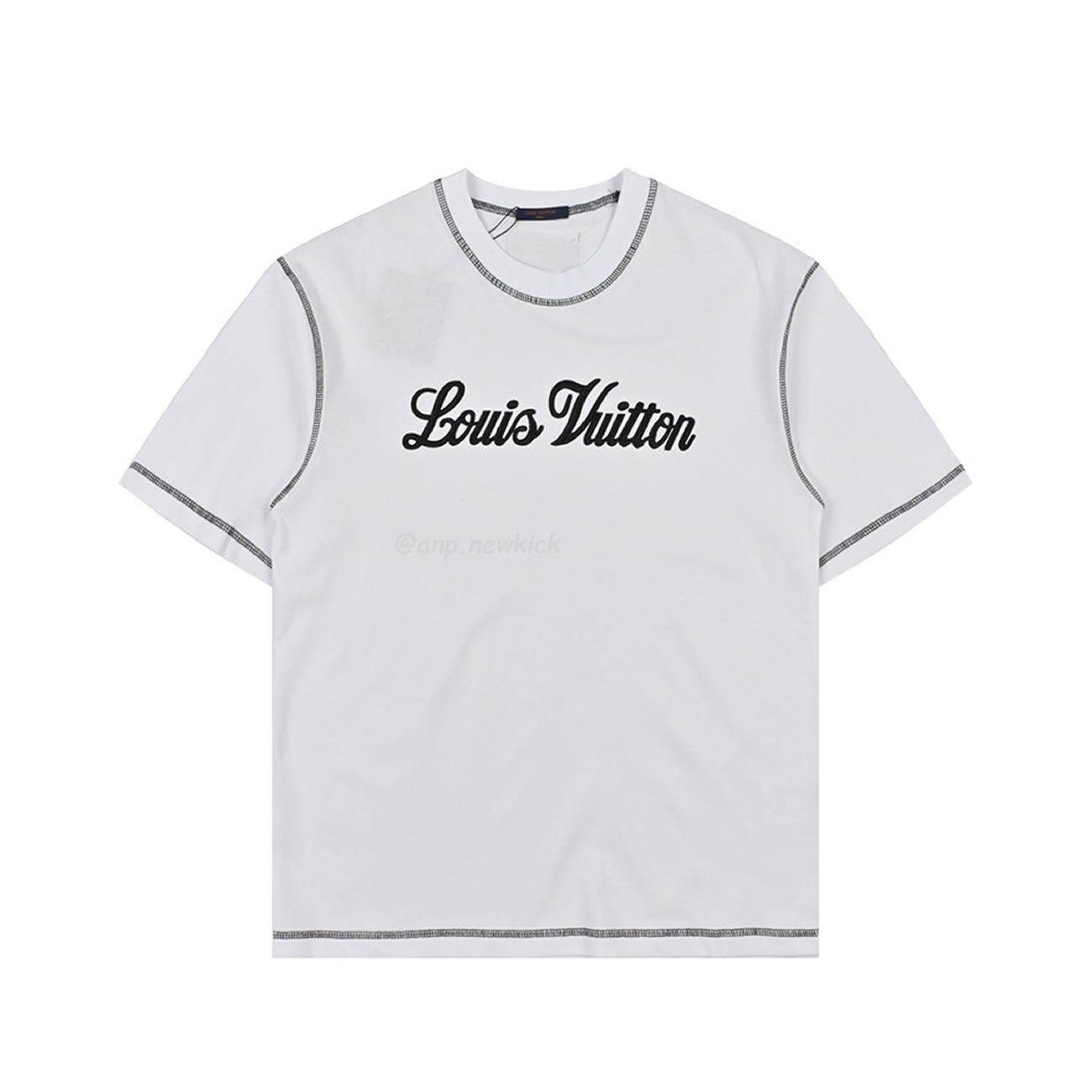 Louis Vuitton 24ss Stitching Cursive Embroidery Letters, Short Sleeves T Shirt (5) - www.newkick.vip