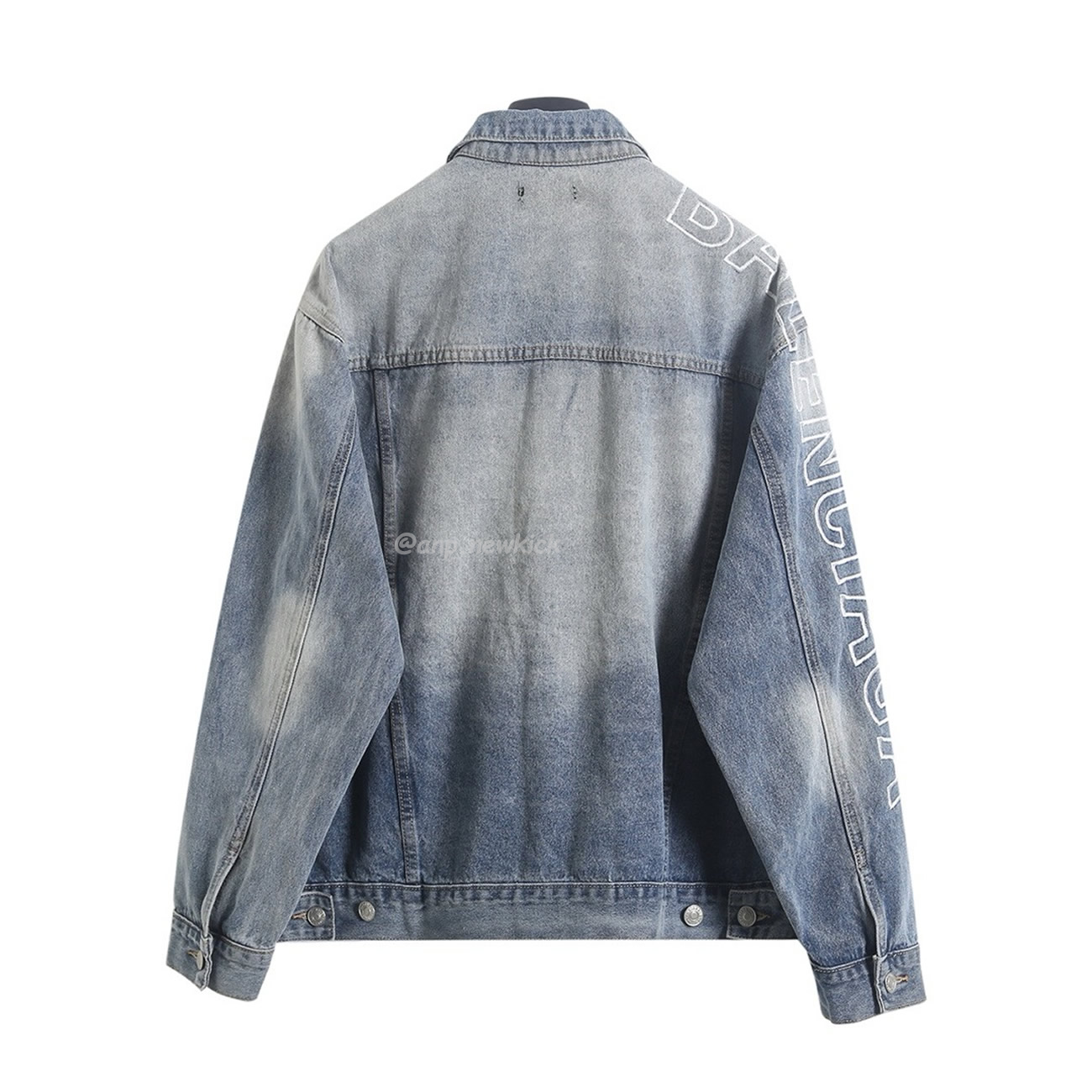 Balenciaga Logo Embroidered Denim Jacket Blue (4) - www.newkick.org