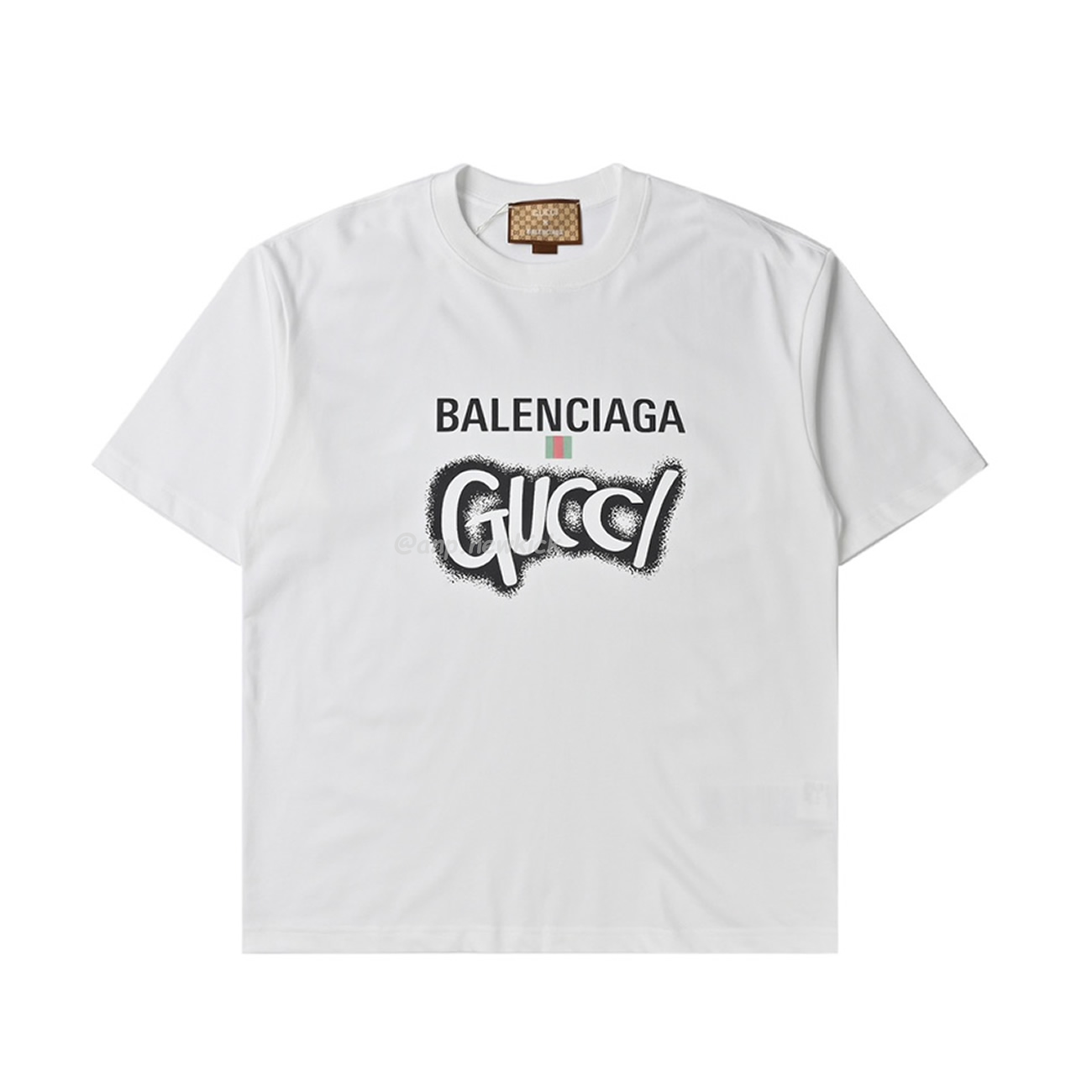 Balenciaga X Gucci Co Branded Double B Letter Printed Logo Printed Short Sleeved T Shirt (9) - www.newkick.org