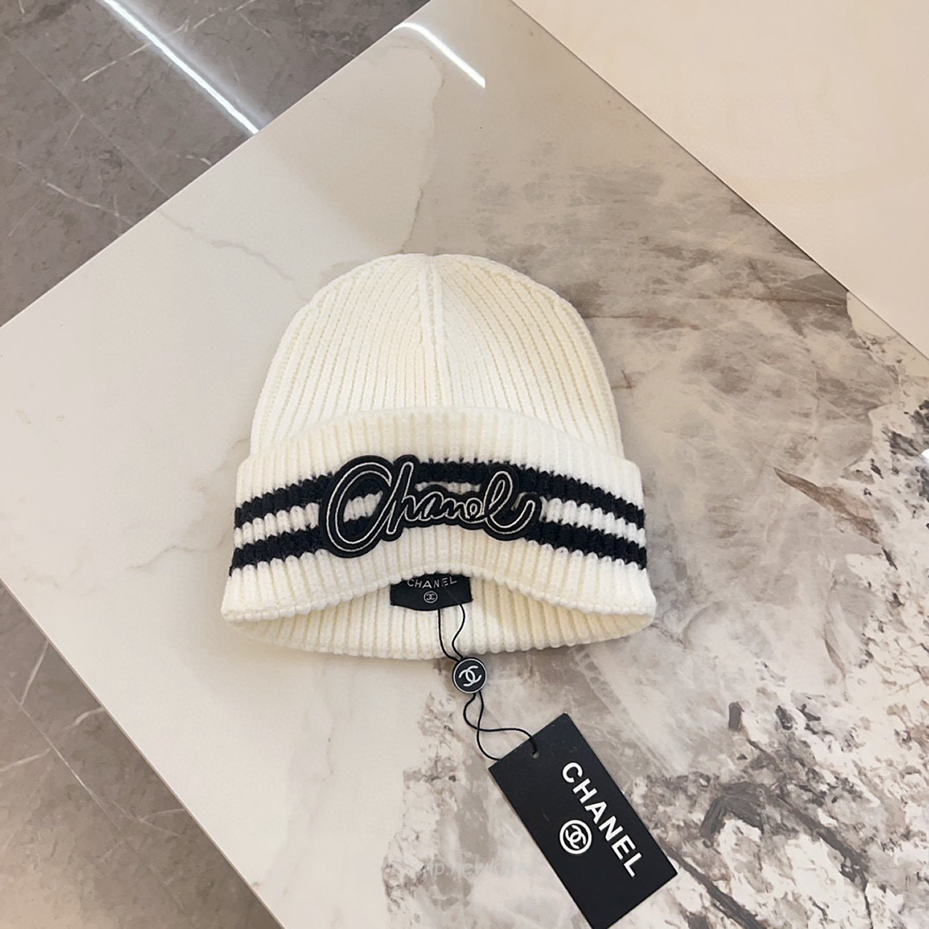 Chanel Knitted Cold Hat White Black Gray Brown (3) - www.newkick.org