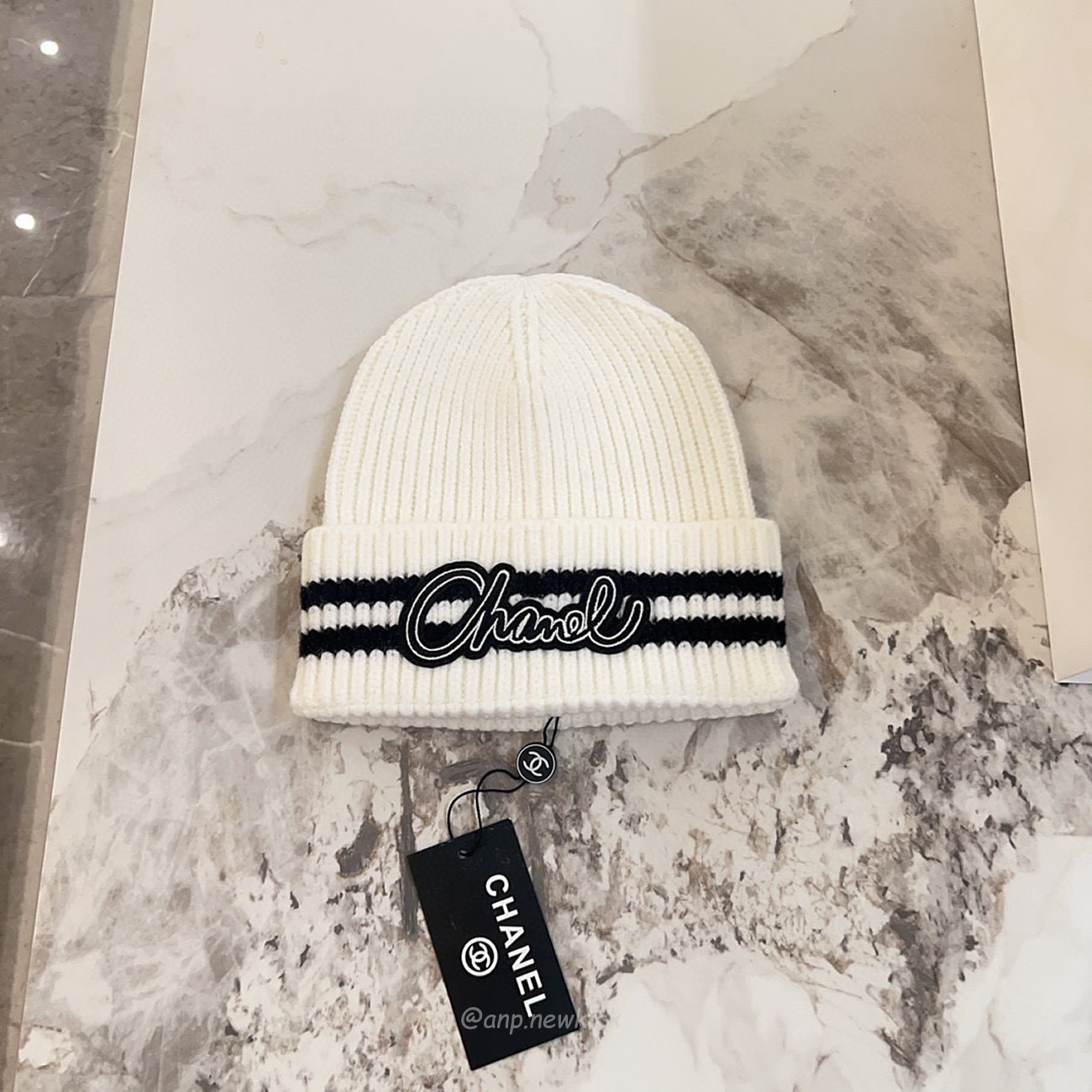 Chanel Knitted Cold Hat White Black Gray Brown (5) - www.newkick.org