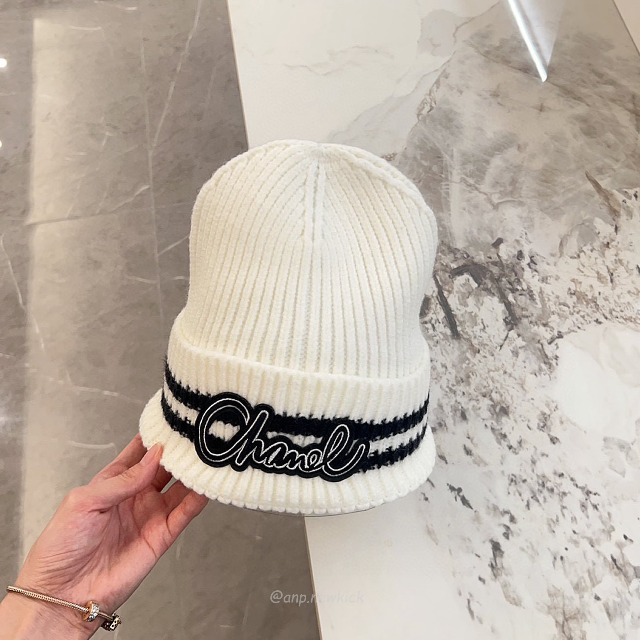 Chanel Knitted Cold Hat White Black Gray Brown (8) - www.newkick.org