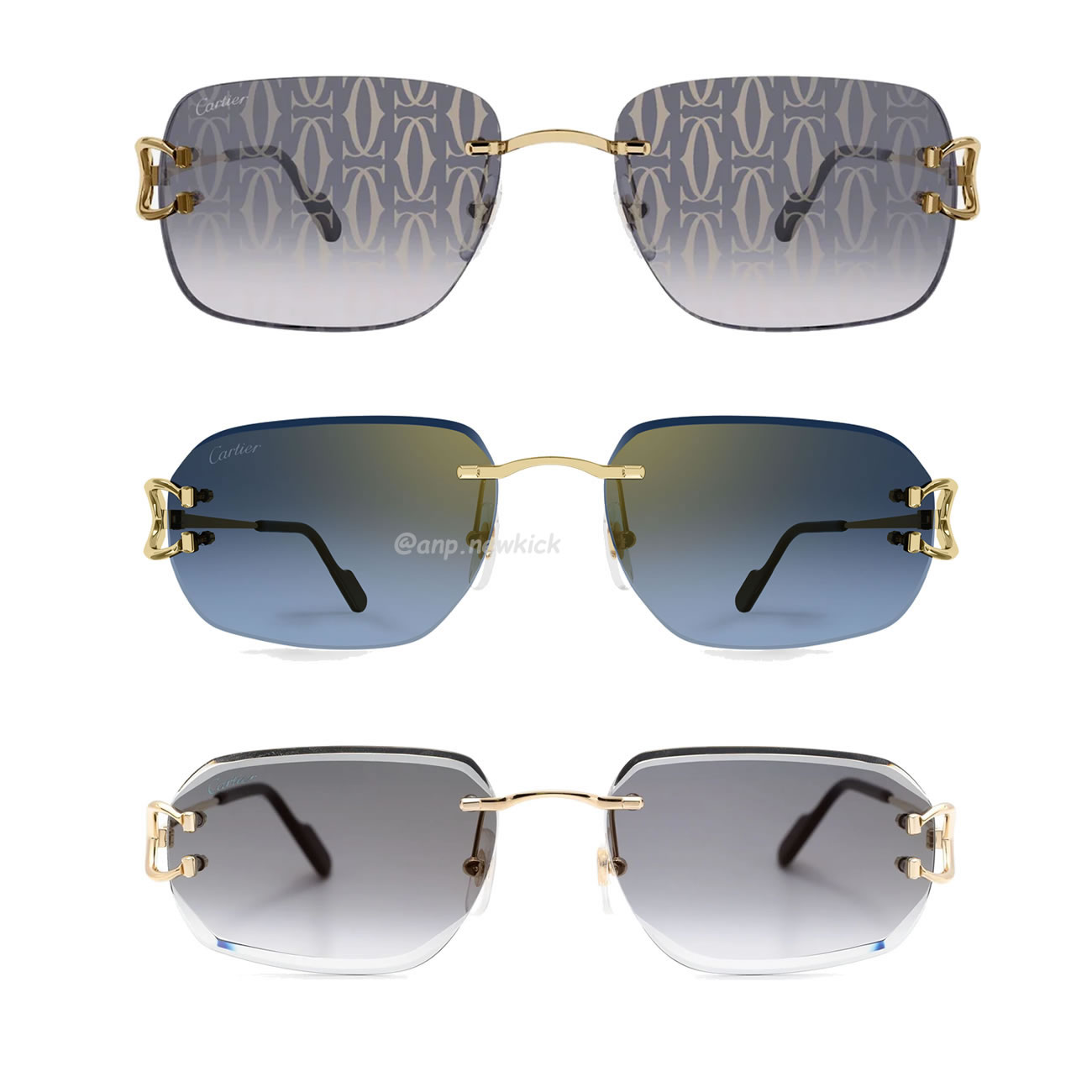 Cartier Eyewear Rimless Rectangle Frame Sunglasses (1) - www.newkick.org