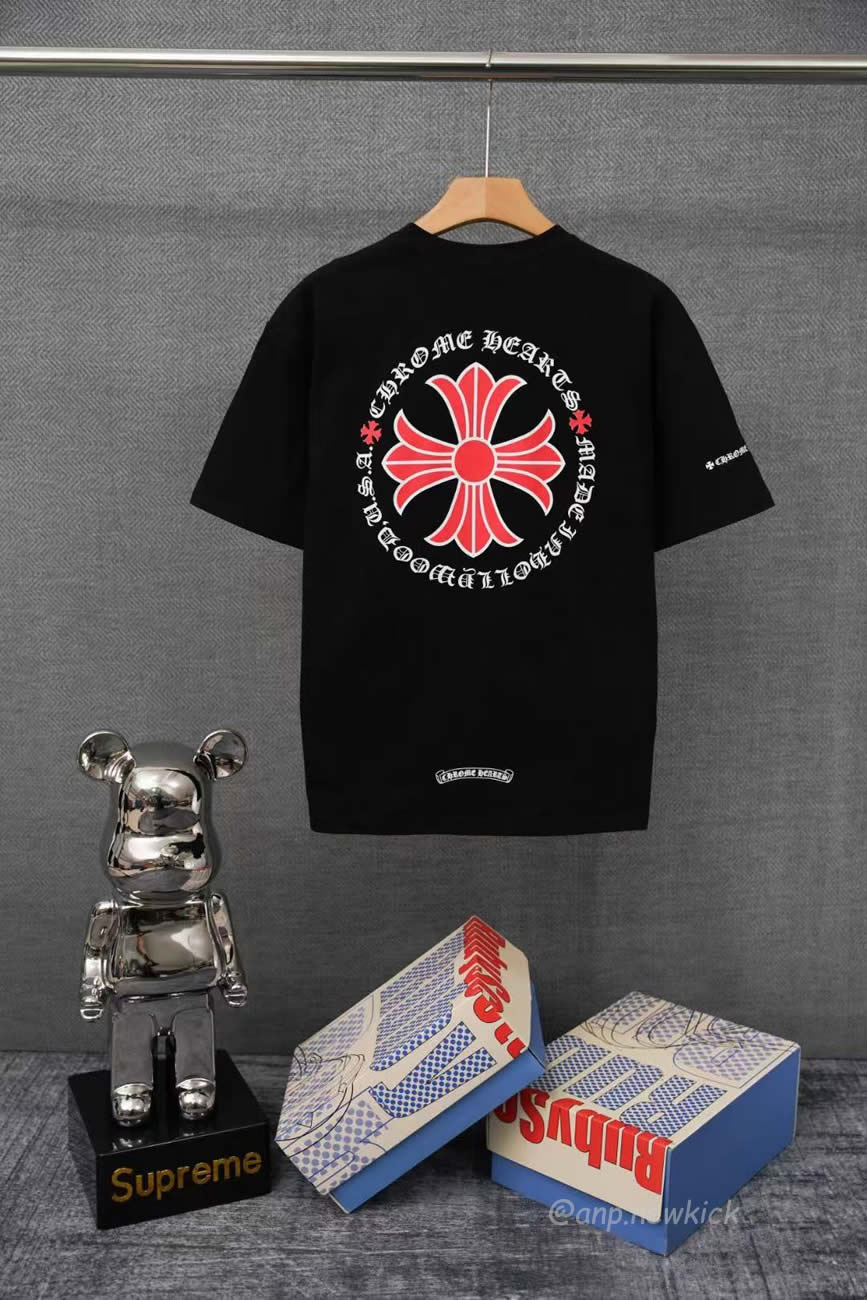 Chrome Hearts Made In Hollywood Plus Cross Black Red T Shirt (2) - www.newkick.org