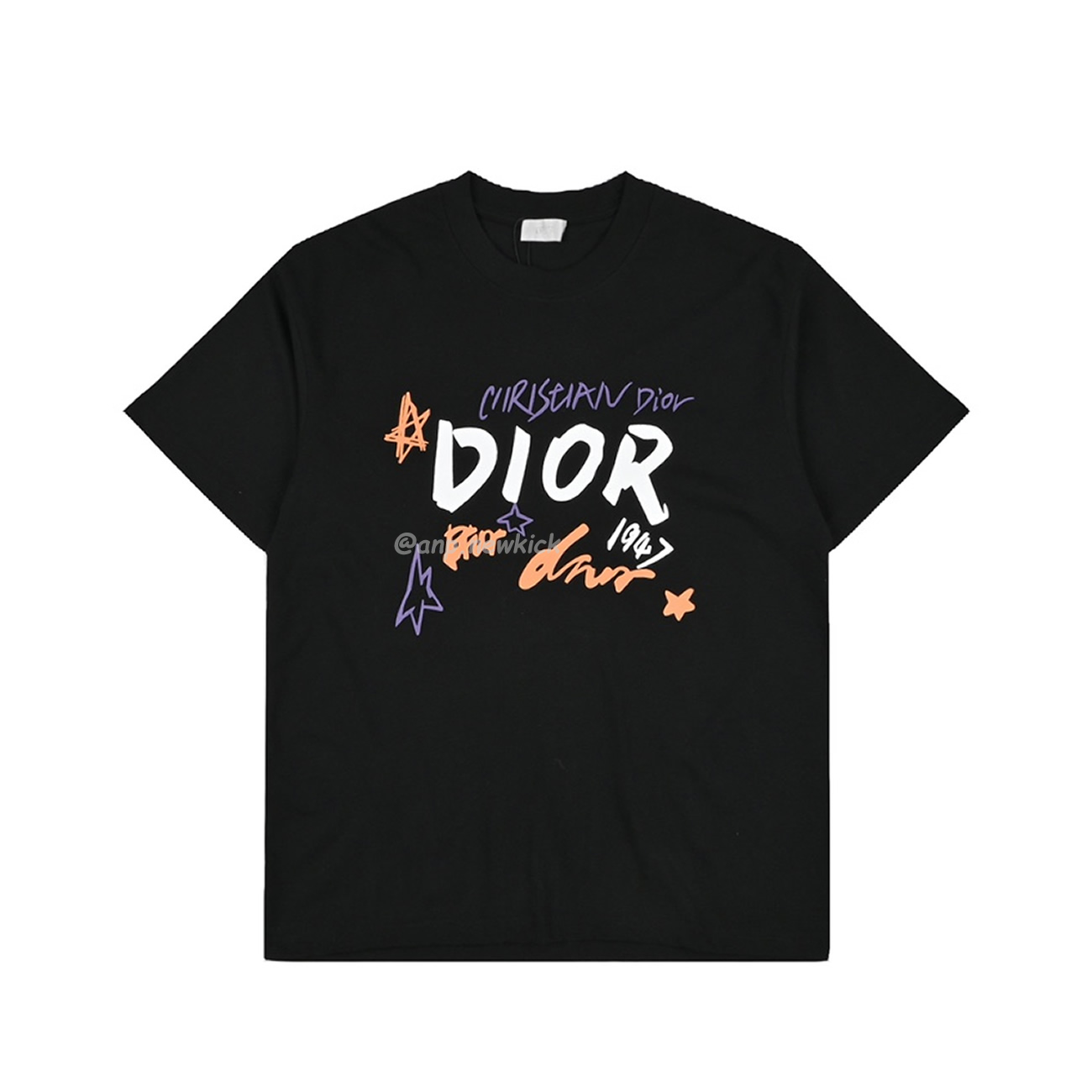 Dior Hand Drawn Sketch Logo Graffiti Short Sleeved T Shirt (10) - www.newkick.org