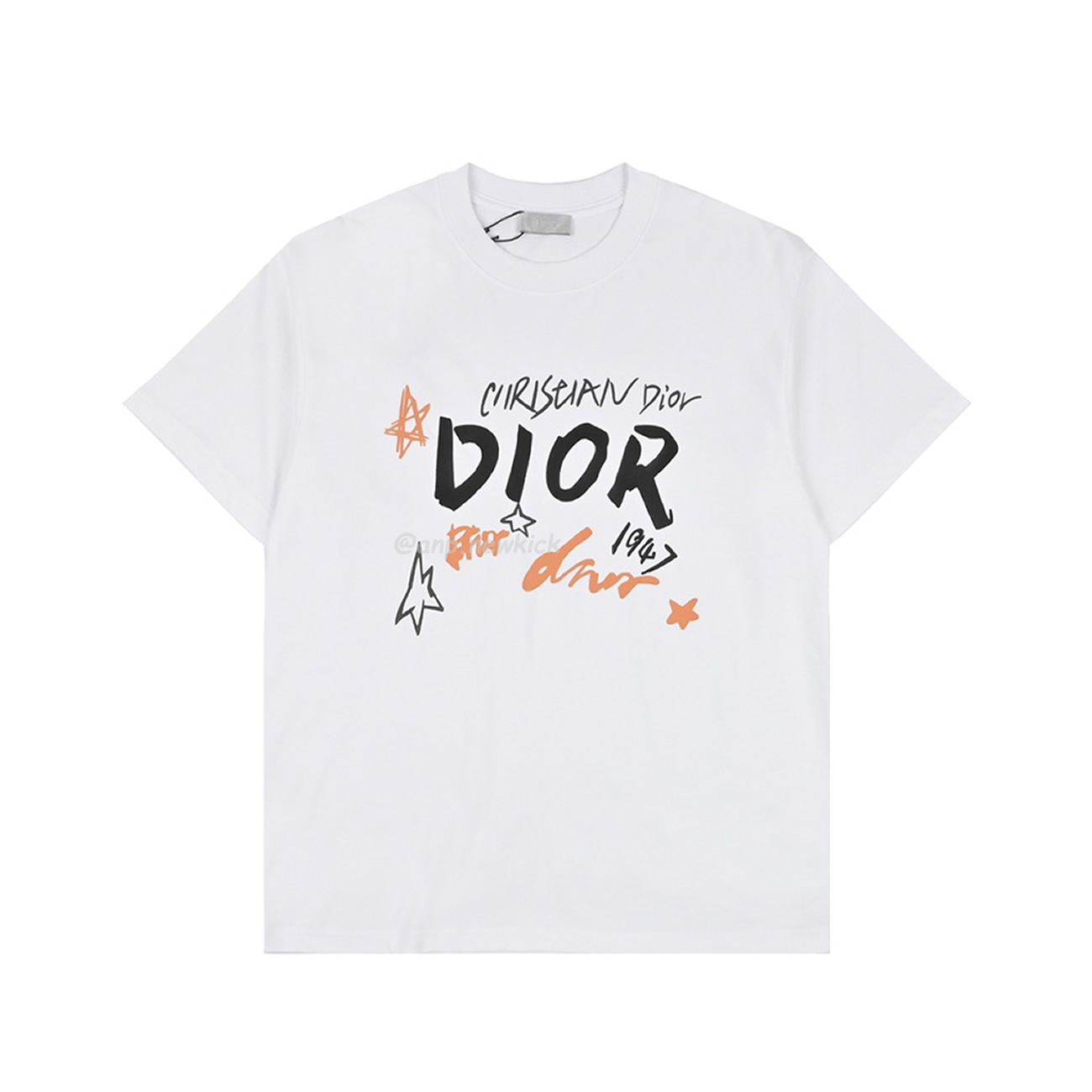 Dior Hand Drawn Sketch Logo Graffiti Short Sleeved T Shirt (2) - www.newkick.org