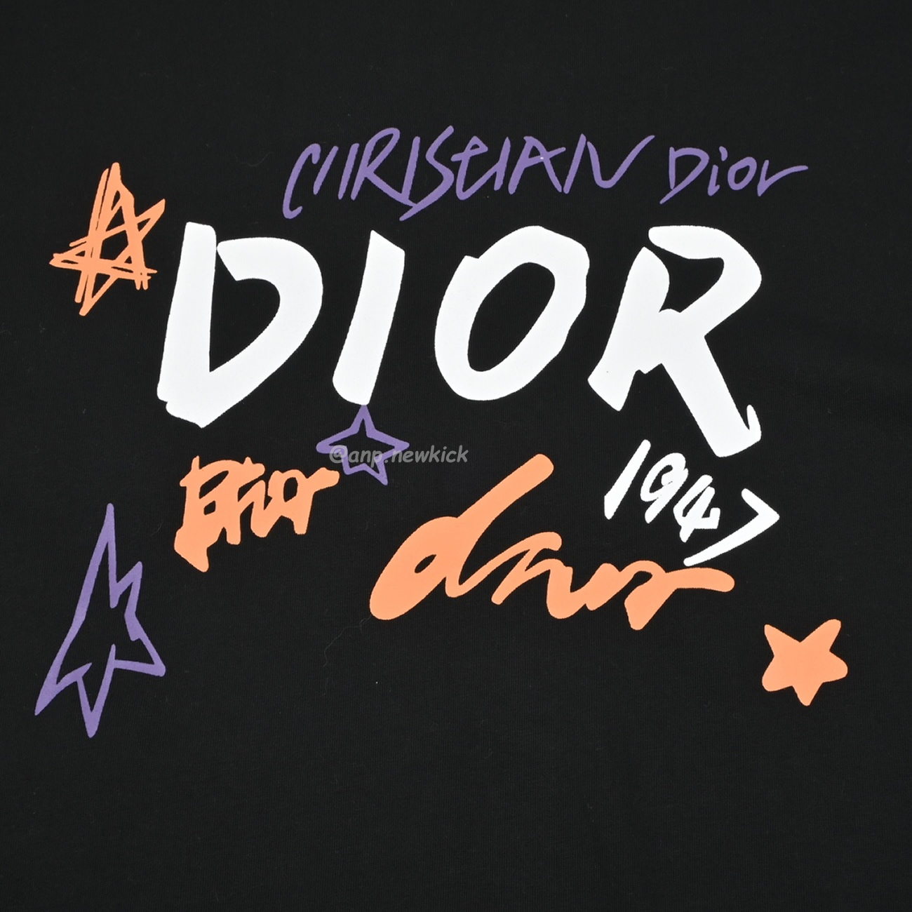 Dior Hand Drawn Sketch Logo Graffiti Short Sleeved T Shirt (5) - www.newkick.org