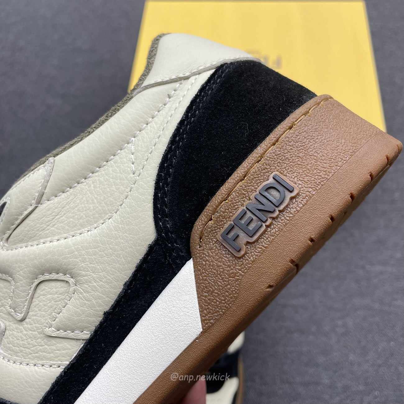 Fendi Match Cream Black White Suede And Leather Low Top Sneakers (10) - www.newkick.org