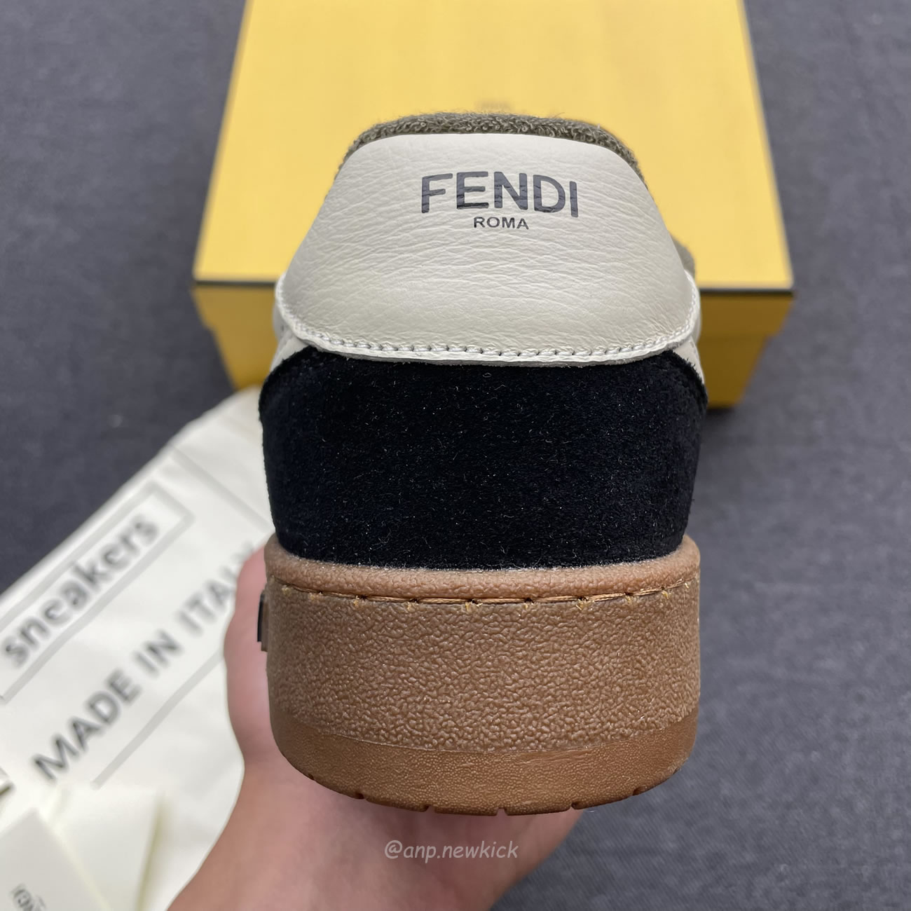 Fendi Match Cream Black White Suede And Leather Low Top Sneakers (15) - www.newkick.org