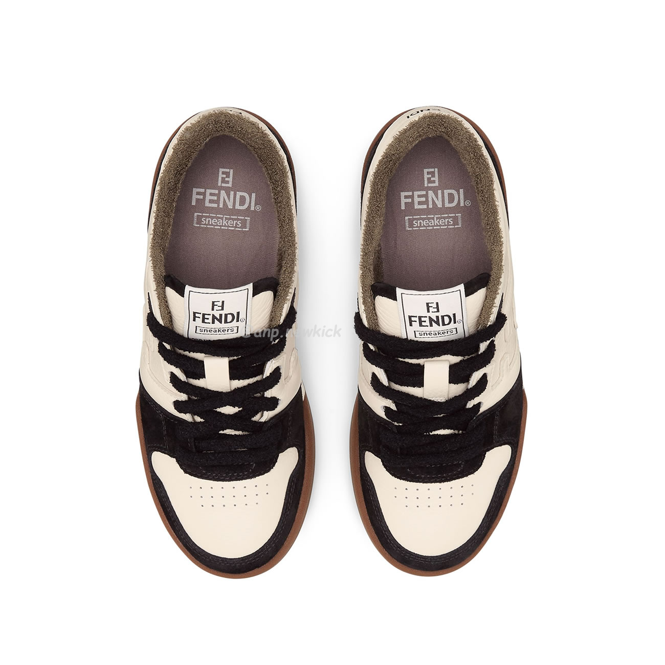Fendi Match Cream Black White Suede And Leather Low Top Sneakers (18) - www.newkick.org