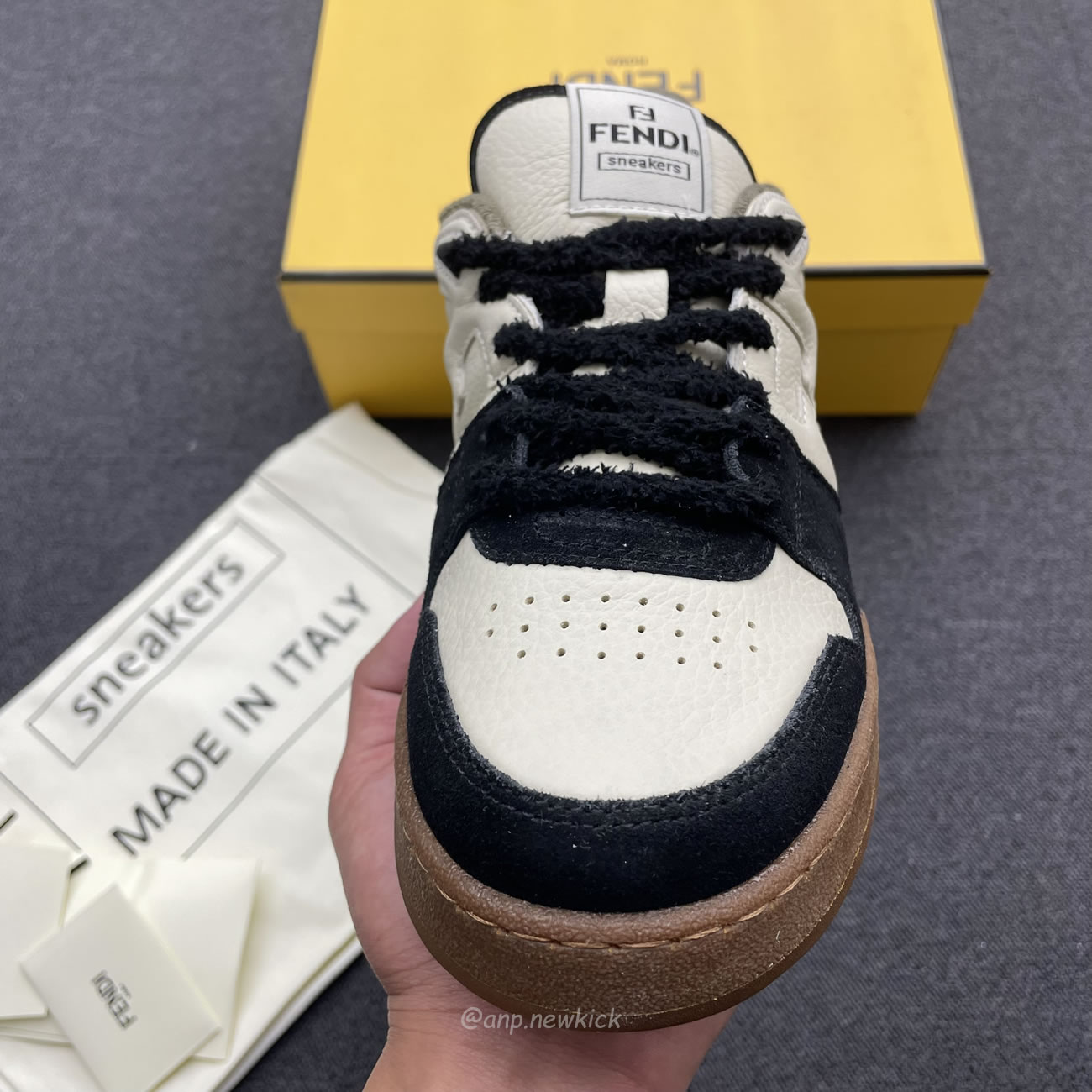 Fendi Match Cream Black White Suede And Leather Low Top Sneakers (19) - www.newkick.org