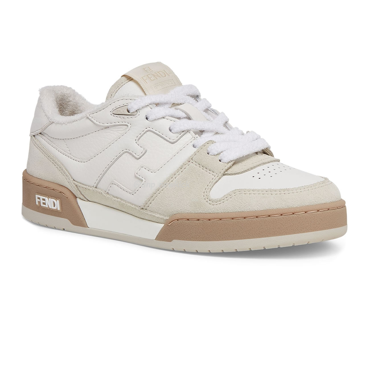 Fendi Match Cream Black White Suede And Leather Low Top Sneakers (3) - www.newkick.org