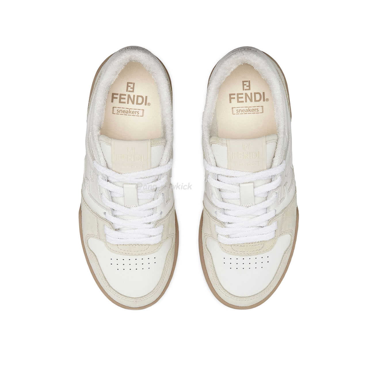 Fendi Match Cream Black White Suede And Leather Low Top Sneakers (4) - www.newkick.org
