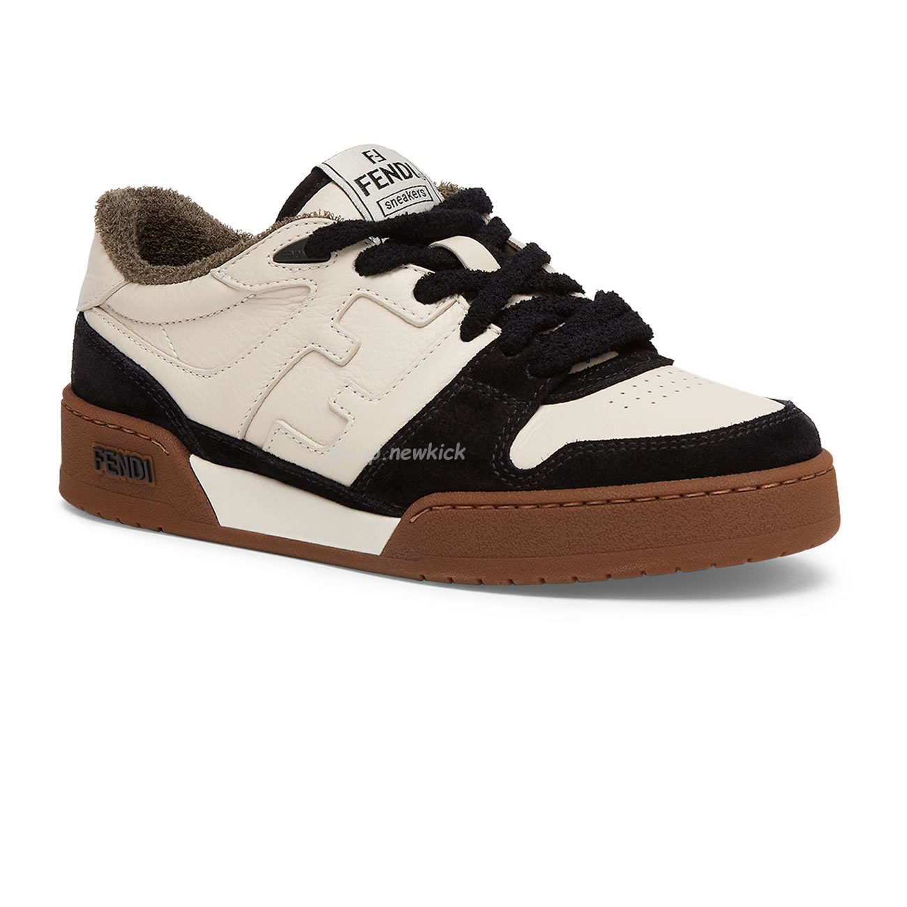 Fendi Match Cream Black White Suede And Leather Low Top Sneakers (8) - www.newkick.org