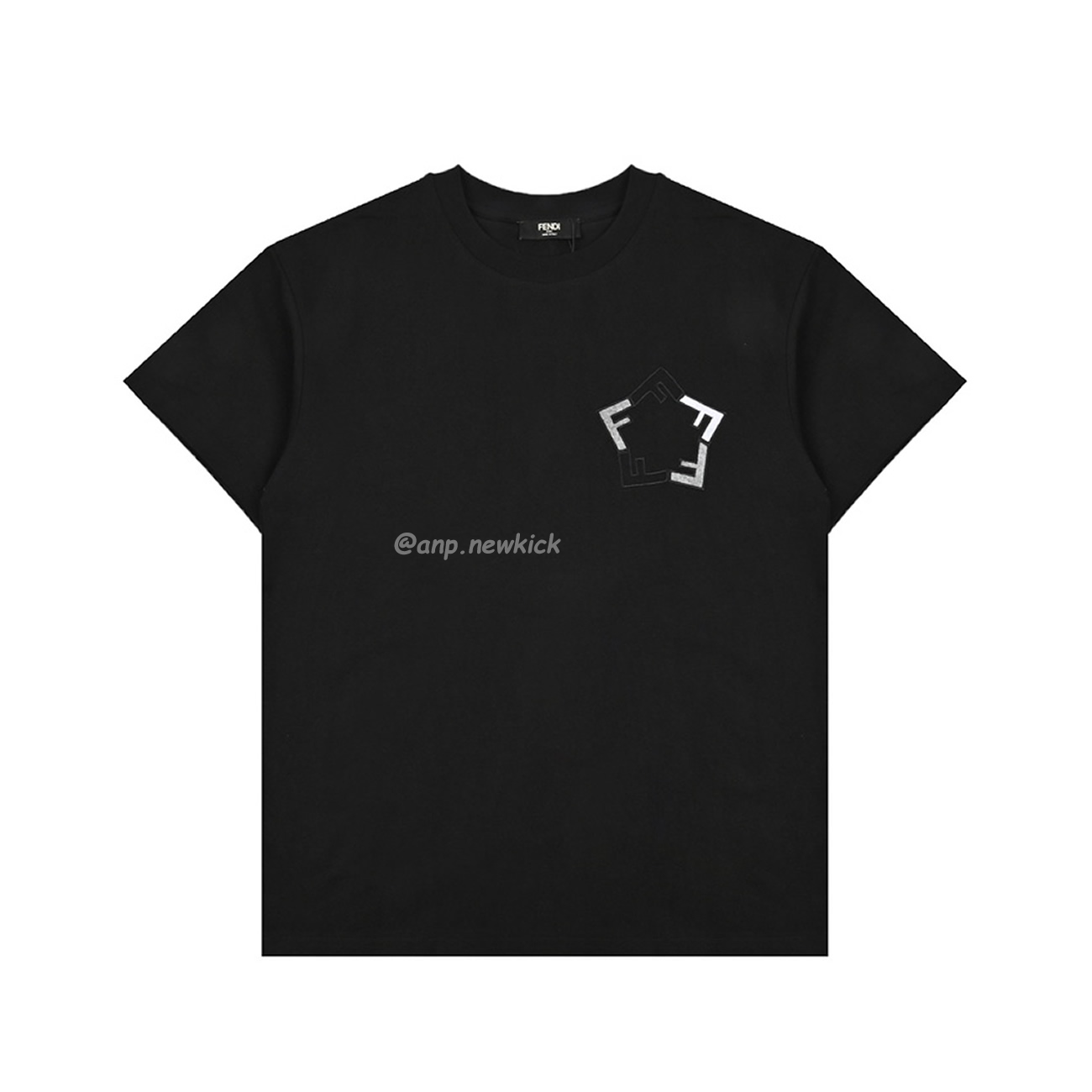 Fendi Pentagonal F Embroidered Flocked Round Neck Short Sleeved T Shirt (2) - www.newkick.org Fendi Pentagonal F Embroidered Flocked Round Neck Short Sleeved T Shirt (2) - www.newkick.org