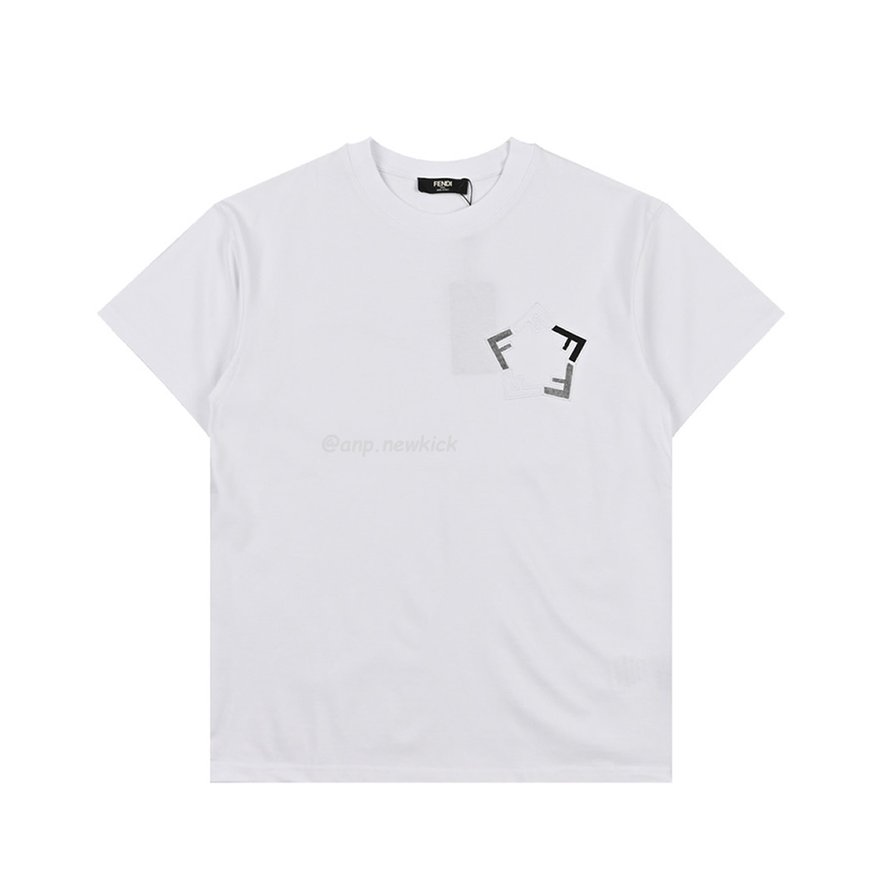 Fendi Pentagonal F Embroidered Flocked Round Neck Short Sleeved T Shirt (4) - www.newkick.org Fendi Pentagonal F Embroidered Flocked Round Neck Short Sleeved T Shirt (4) - www.newkick.org