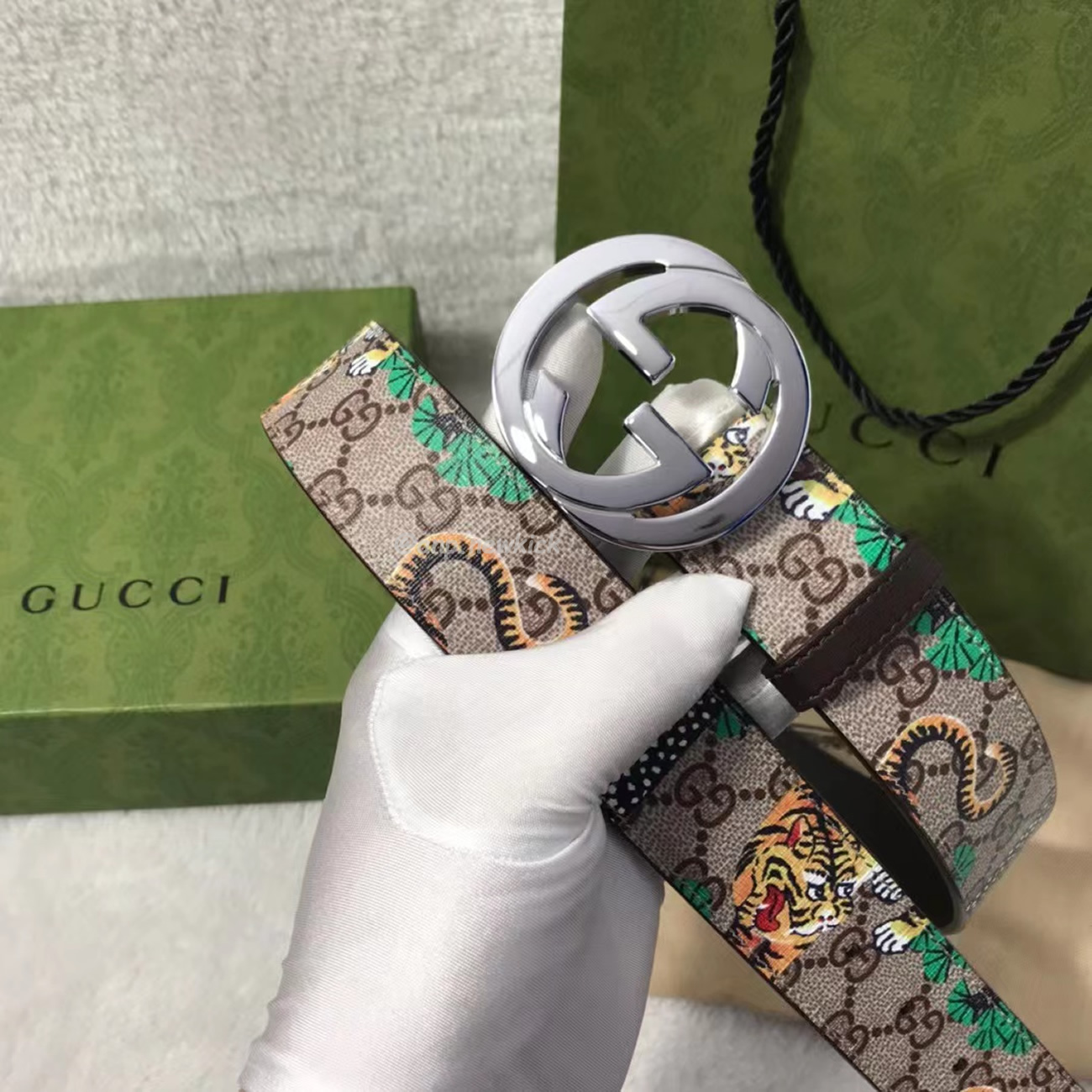 Gucci Interlocking G Belt Supreme Gg Bengal Beige Brown Multicolor (2) - www.newkick.org
