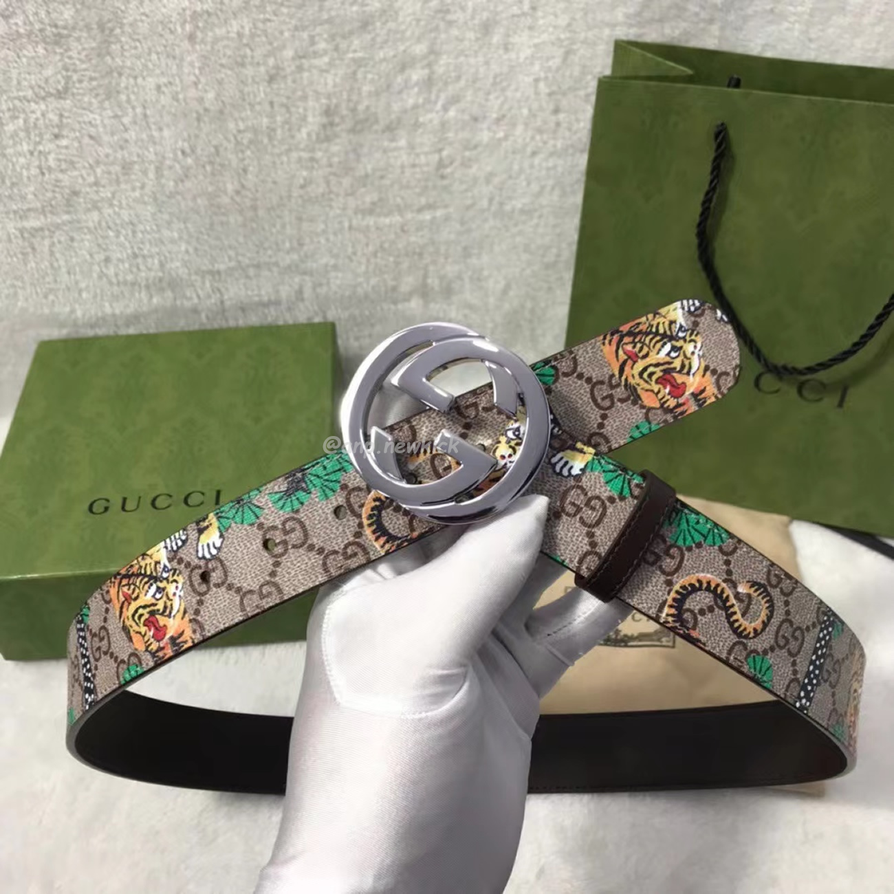 Gucci Interlocking G Belt Supreme Gg Bengal Beige Brown Multicolor (4) - www.newkick.org