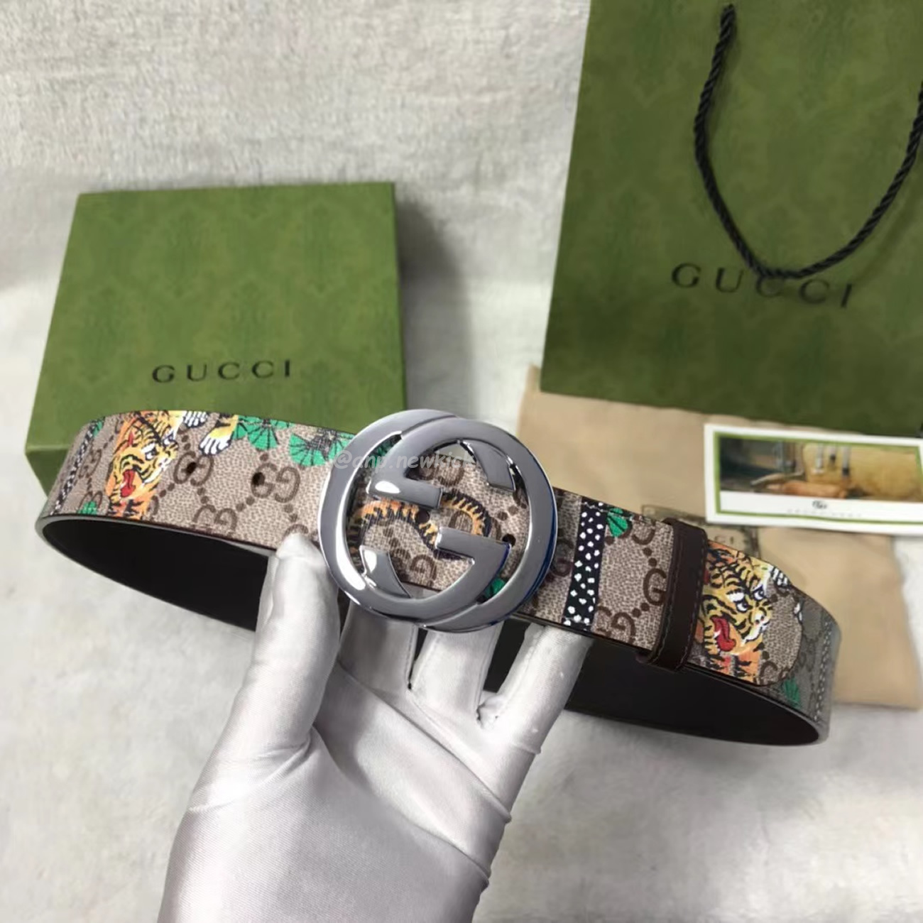 Gucci Interlocking G Belt Supreme Gg Bengal Beige Brown Multicolor (5) - www.newkick.org