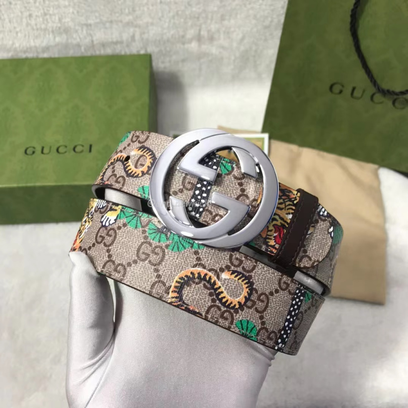 Gucci Interlocking G Belt Supreme Gg Bengal Beige Brown Multicolor (8) - www.newkick.org