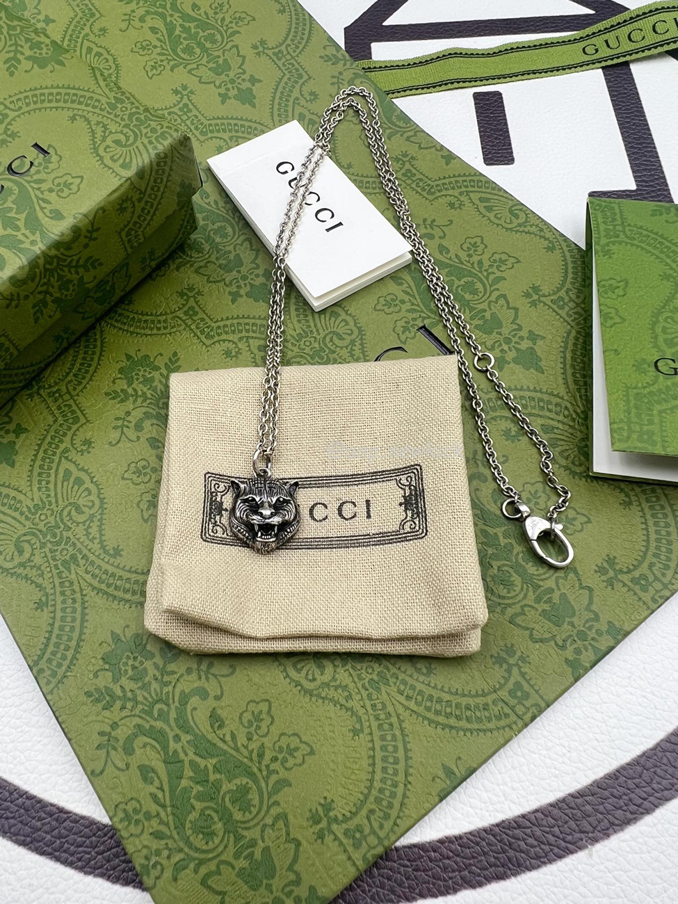 Gucci Silver Necklace With Tiger Pendant Silvery (7) - www.newkick.org