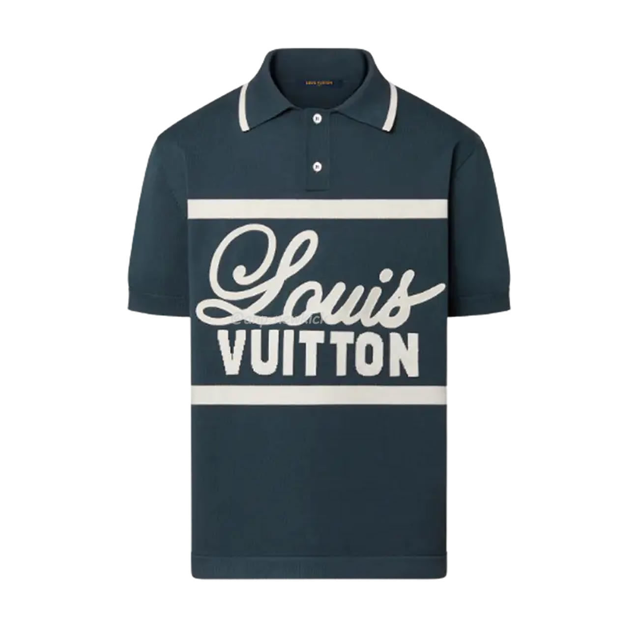 Louis Vuitton Green Polo T Shirt With White Embroidered (1) - www.newkick.org