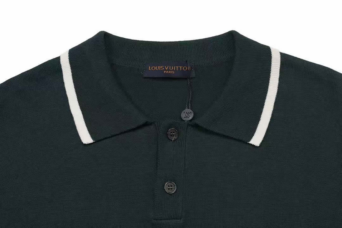 Louis Vuitton Green Polo T Shirt With White Embroidered (2) - www.newkick.org