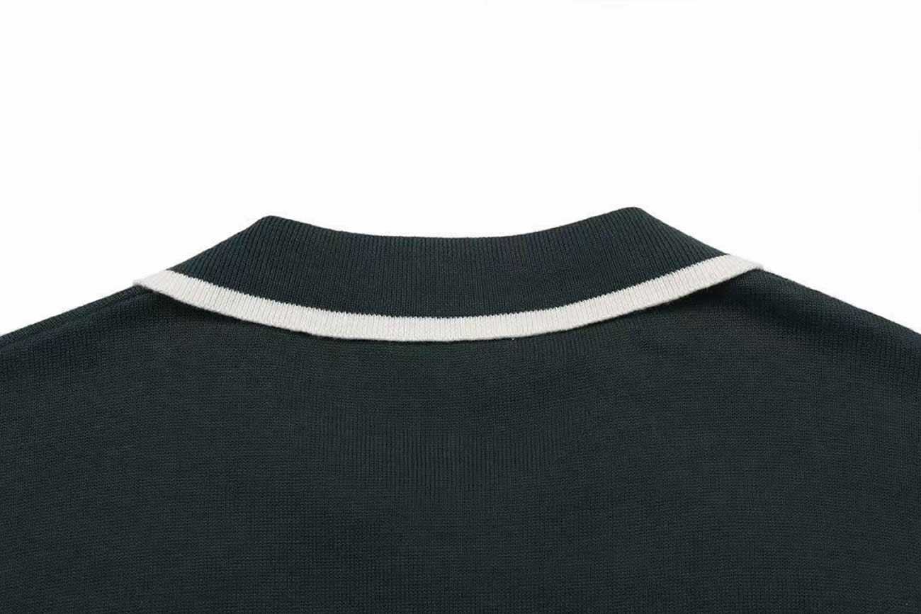Louis Vuitton Green Polo T Shirt With White Embroidered (3) - www.newkick.org