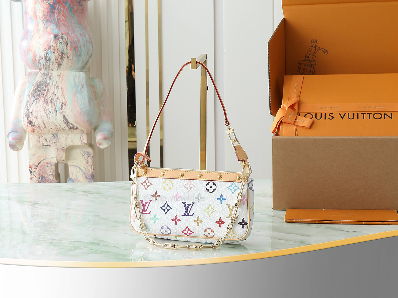 Louis Vuitton X Takashi Murakami Pochette Accessoires White Multicolored M13404 (6) - www.newkick.org Louis Vuitton X Takashi Murakami Pochette Accessoires White Multicolored M13404 (6) - www.newkick.org