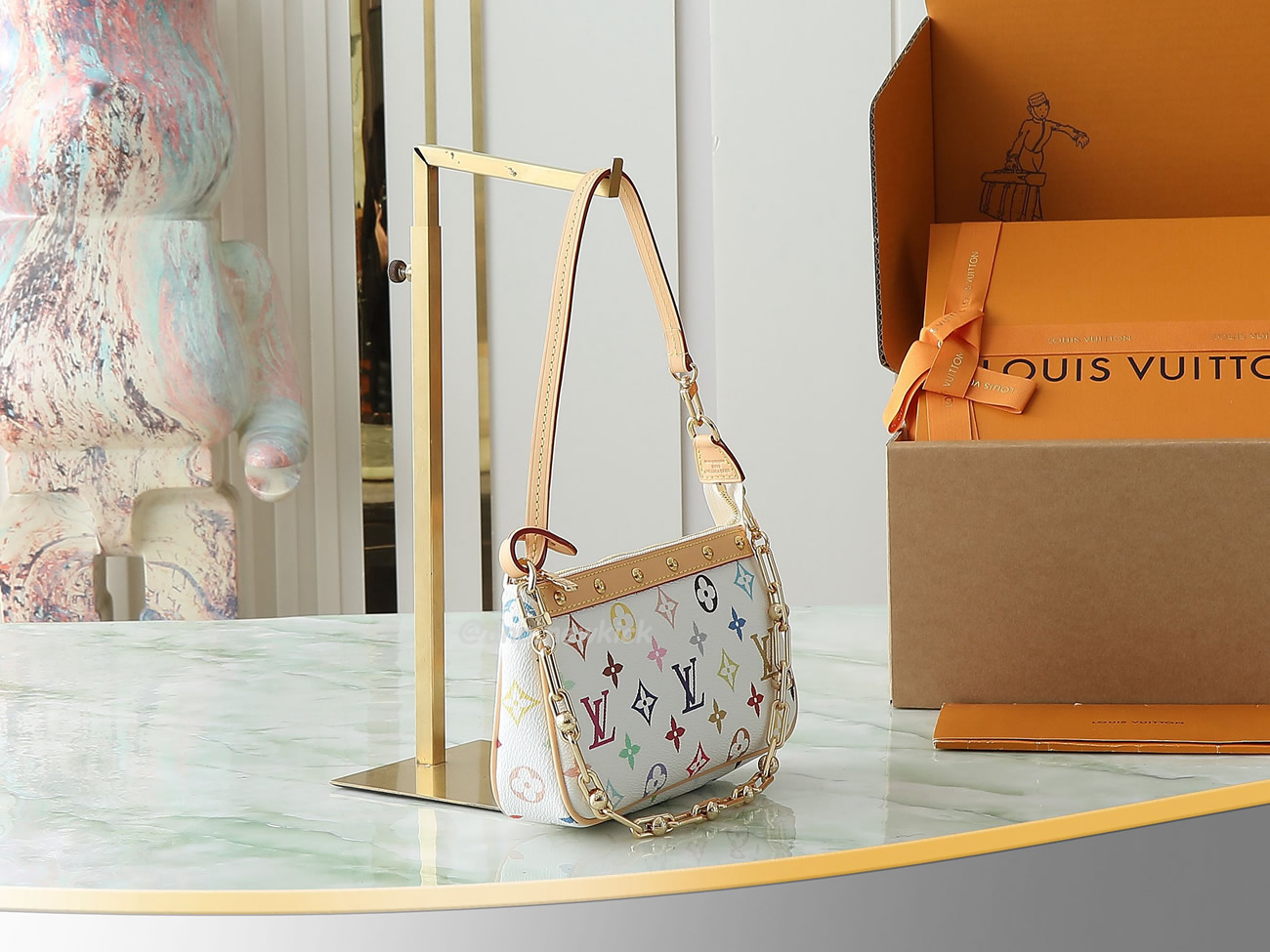 Louis Vuitton X Takashi Murakami Pochette Accessoires White Multicolored M13404 (7) - www.newkick.org Louis Vuitton X Takashi Murakami Pochette Accessoires White Multicolored M13404 (7) - www.newkick.org