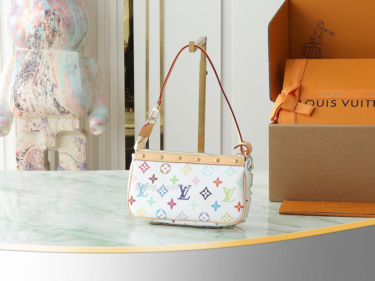 Louis Vuitton X Takashi Murakami Pochette Accessoires White Multicolored M13404 (9) - www.newkick.org Louis Vuitton X Takashi Murakami Pochette Accessoires White Multicolored M13404 (9) - www.newkick.org