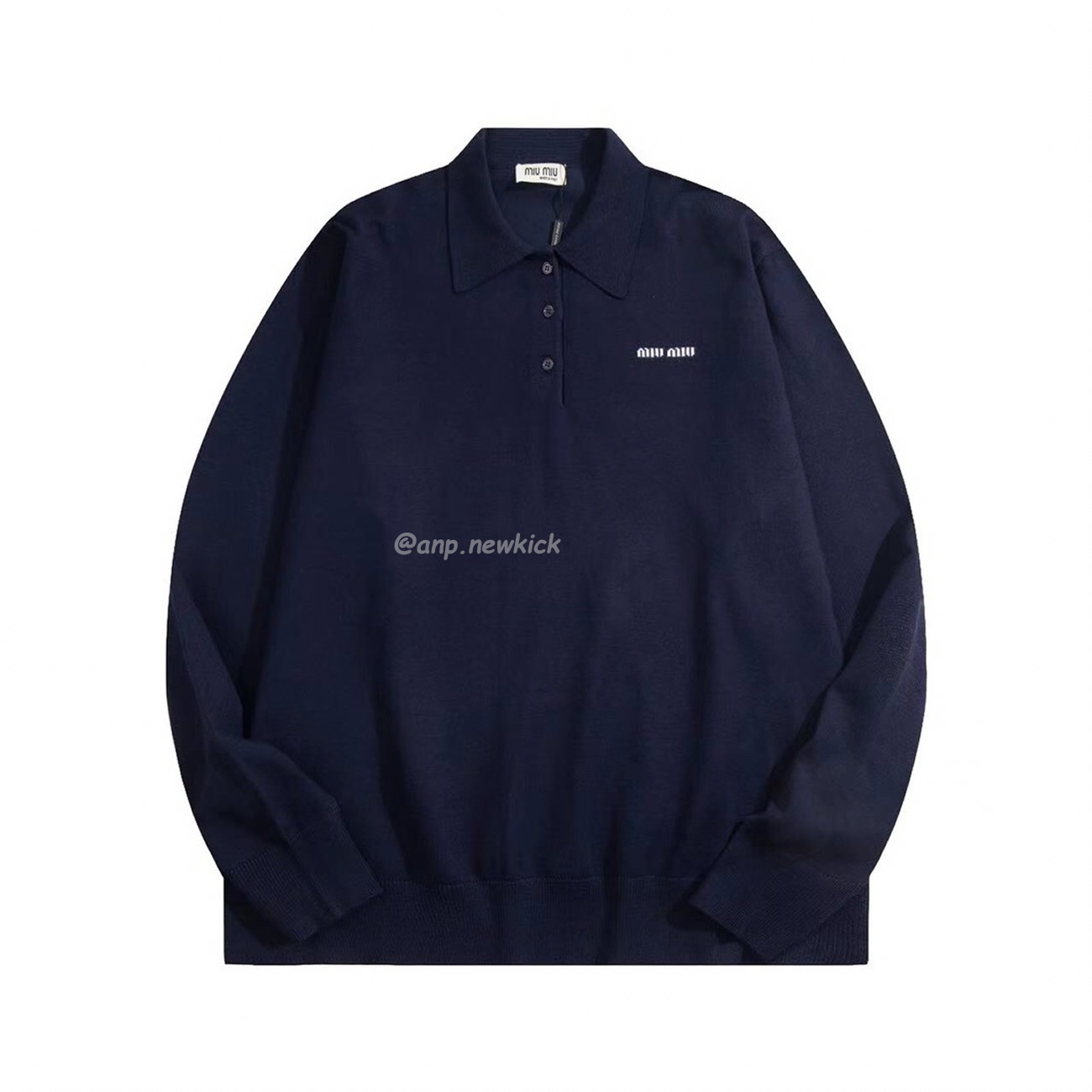 Miu Miu Logo Embroidery Polo Top In Navy (1) - www.newkick.vip Miu Miu Logo Embroidery Polo Top In Navy (1) - www.newkick.vip