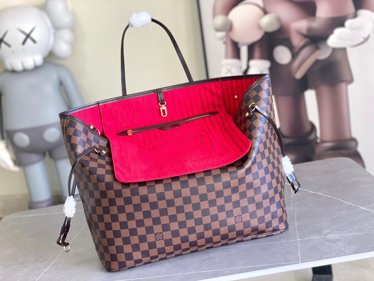 Louis Vuitton Neverfull Mm Damier Ebene Canvas With Cherry Lining N40599 (2) - www.newkick.org Louis Vuitton Neverfull Mm Damier Ebene Canvas With Cherry Lining N40599 (2) - www.newkick.org