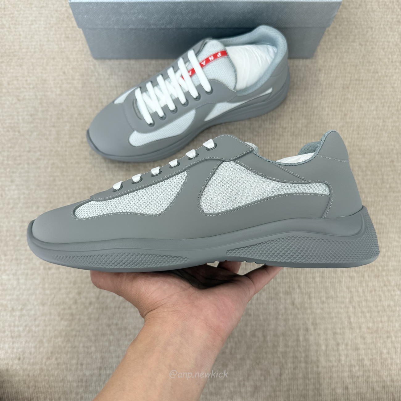 Prada Logo Lacing Low Cut Sneakers In Gray Steel Sneakers (3) - www.newkick.vip Prada Logo Lacing Low Cut Sneakers In Gray Steel Sneakers (3) - www.newkick.vip