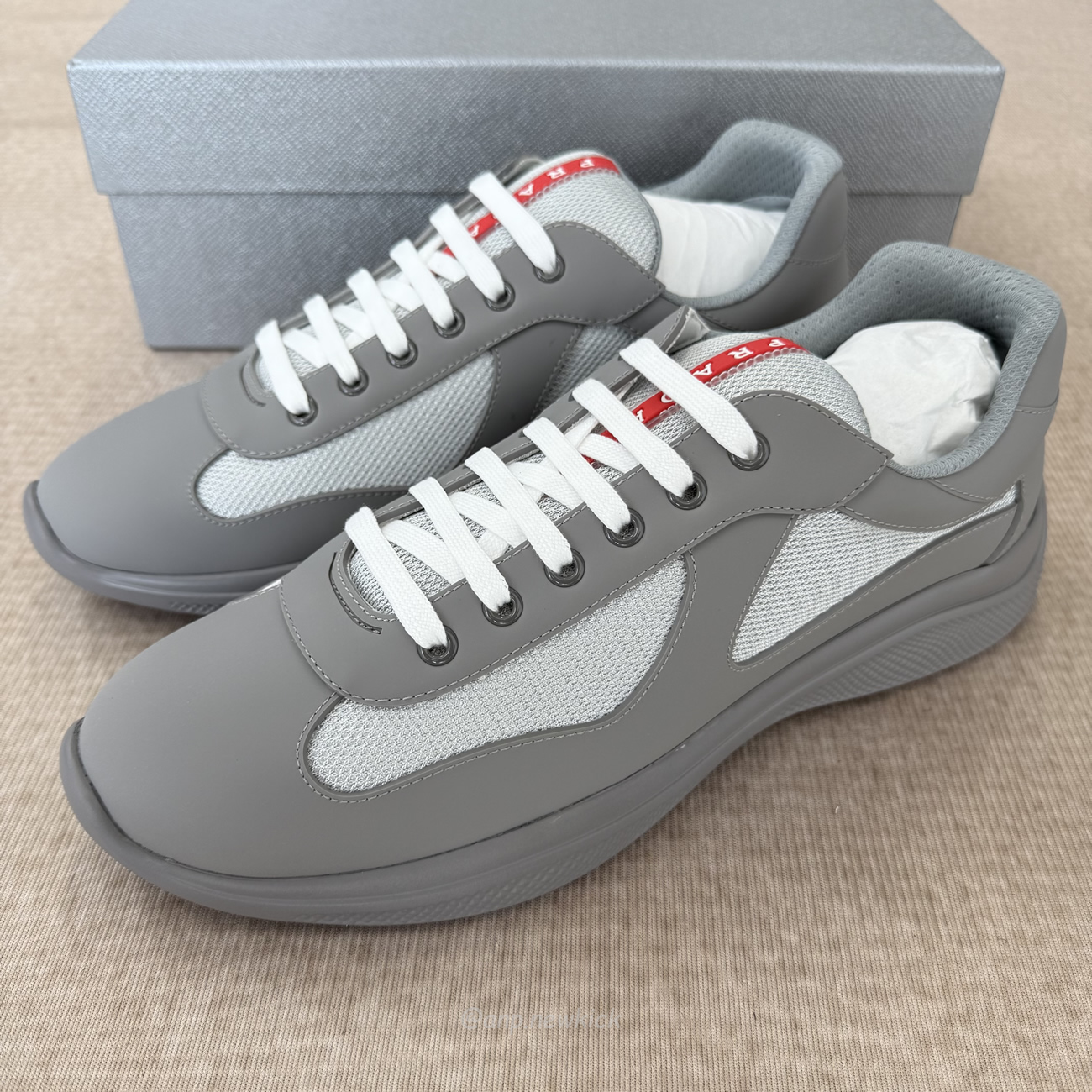 Prada Logo Lacing Low Cut Sneakers In Gray Steel Sneakers (8) - www.newkick.vip Prada Logo Lacing Low Cut Sneakers In Gray Steel Sneakers (8) - www.newkick.vip