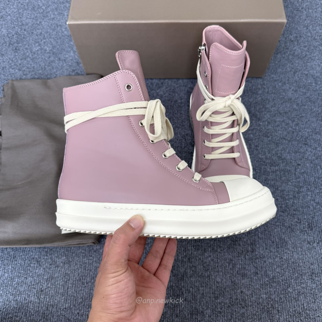 Rick Owens Lace Up Leather Sneakers Pink (3) - www.newkick.org Rick Owens Lace Up Leather Sneakers Pink (3) - www.newkick.org
