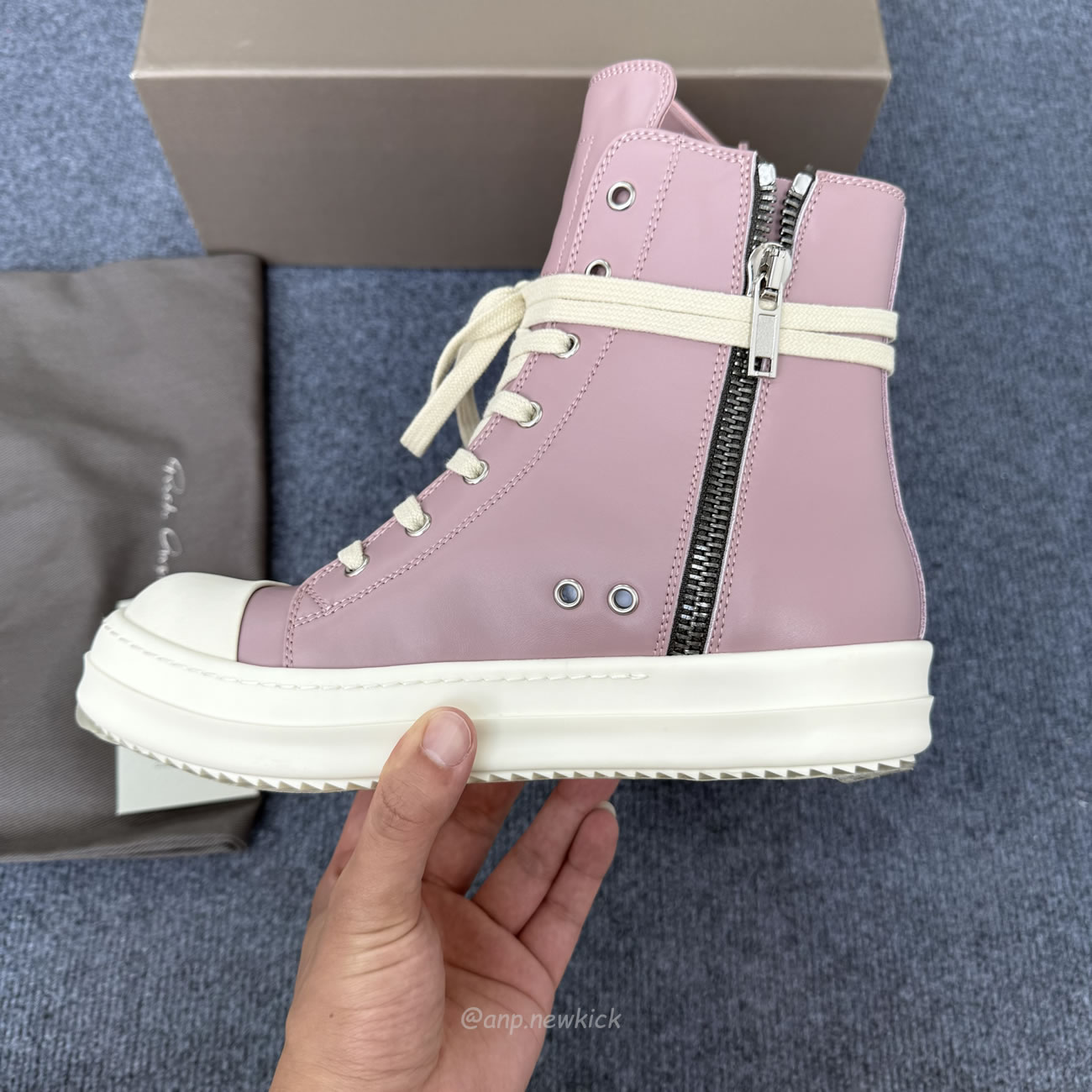 Rick Owens Lace Up Leather Sneakers Pink (4) - www.newkick.org Rick Owens Lace Up Leather Sneakers Pink (4) - www.newkick.org