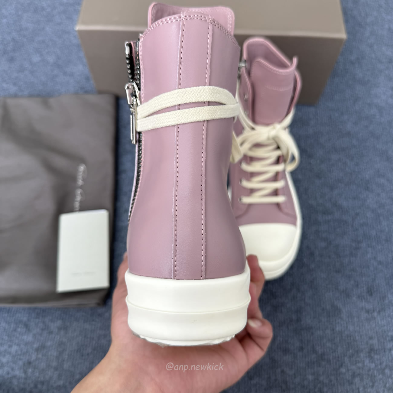 Rick Owens Lace Up Leather Sneakers Pink (5) - www.newkick.org Rick Owens Lace Up Leather Sneakers Pink (5) - www.newkick.org