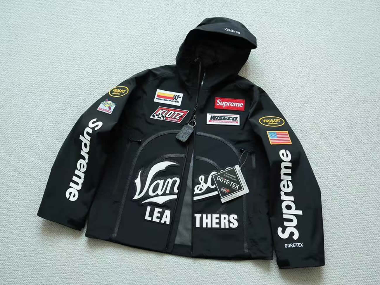 Supreme Vanson Leathers Gore Tex Shell Jacket Black Blue White Fw25 (16) - www.newkick.org Supreme Vanson Leathers Gore Tex Shell Jacket Black Blue White Fw25 (16) - www.newkick.org