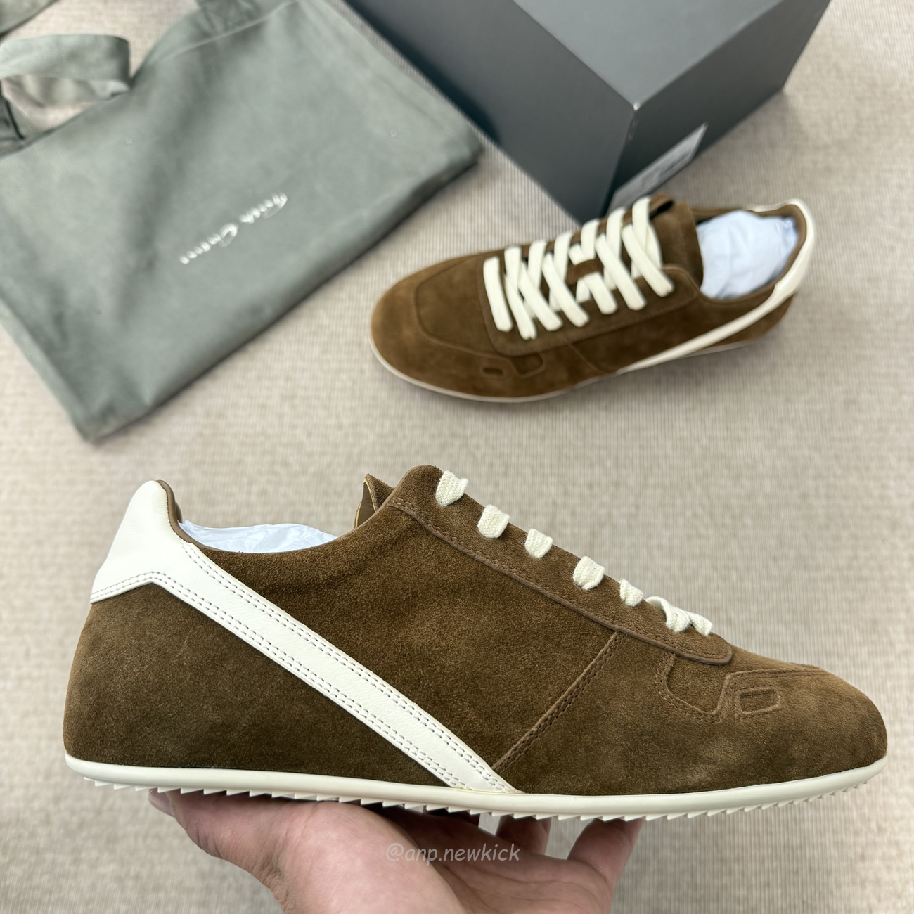 Rick Owens Minimal Sneak Suede Leather Panel Sneakers (7) - www.newkick.org