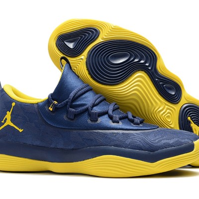 Air Jordan Super Fly Low Basketball Shoes Deep Blue/Yellow