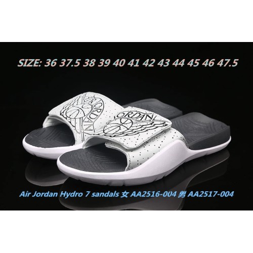 Air Jordan Hydro 7 Sandals Slippers White Black Wmns AA2516-004 Mens AA2517-004