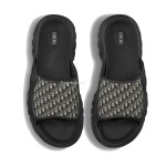 Dior H-TOWN Sandals Grey Rubber and Beige and Black Dior Oblique Twilight 3SA132ZYF-H800