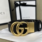 GUCCI Double G Logo Full Grain Reversible 95CM-125CM Belt Leather Black Brown