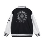 Chrome hearts patchwork baseball cross jacket black white