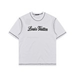 Louis Vuitton 24ss Stitching cursive embroidery letters, short sleeves T-shirt
