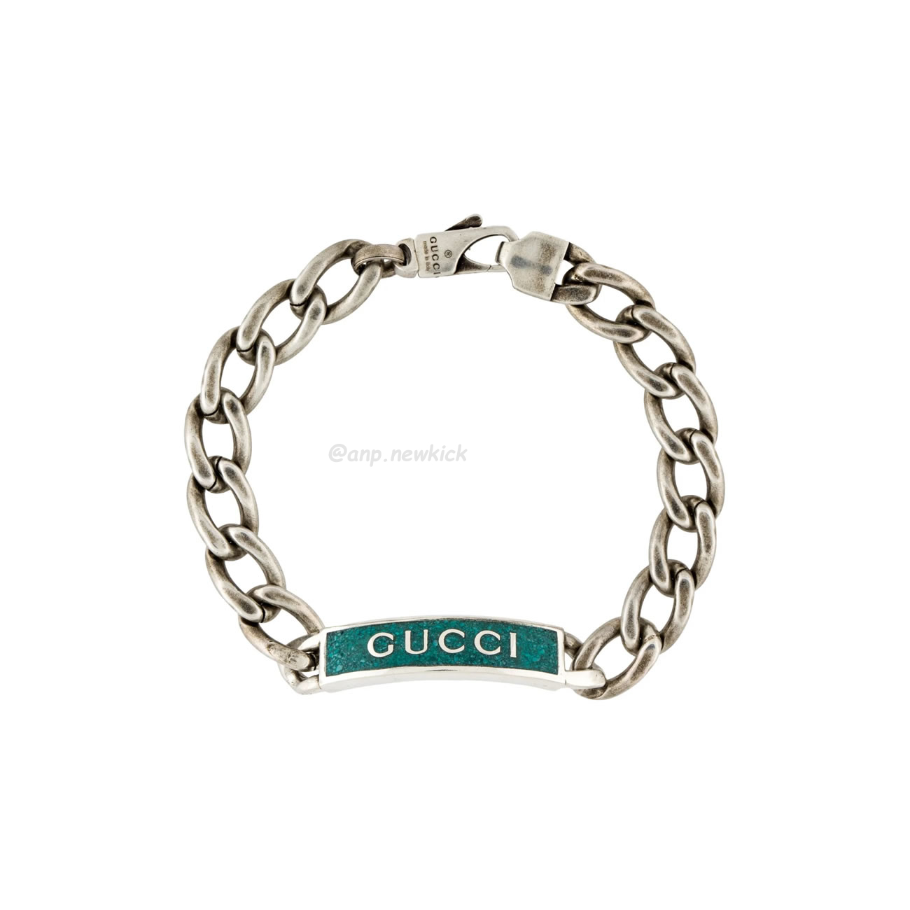Gucci Enamel Logo Blue Silver Bracelet GUC169645