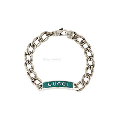 Gucci Enamel Logo Blue Silver Bracelet GUC169645