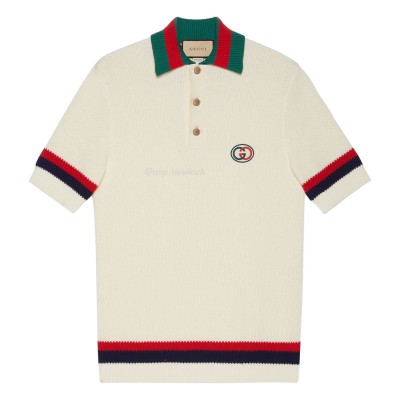GUCCI Logo-Appliqued Striped Cotton Polo Shirt
