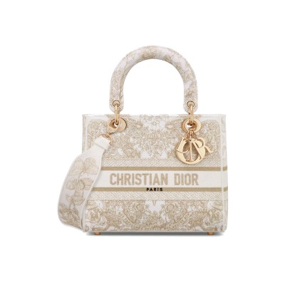 DIOR Medium size Lady D-Lite Butterfly Around The World embroidery handbag